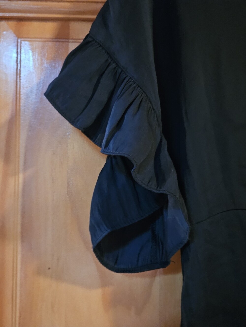Dolan Black Button-Front Ruffle Sleeve Blouse - Picture 4 of 8